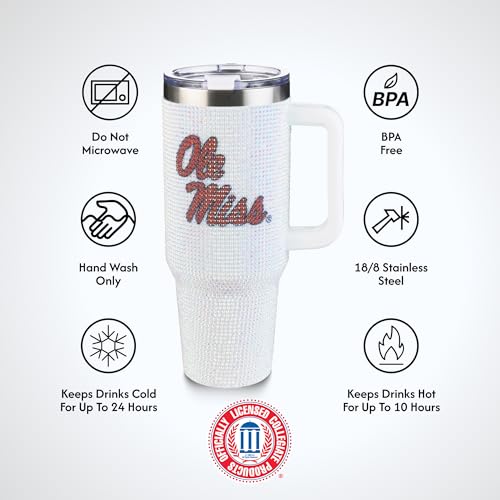 Image of The Memory Company Officially Licensed 40oz White Bling Game Day Tumbler, University of Mississippi