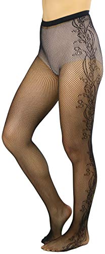 Image of ToBeInStyle Women's Elegant Floral Lace Inspired Spandex Net Full Length Tights