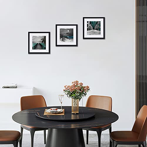 Novup Landscape Wall Art Decor Posters Seascape Moon Green Beach Theme Canvas Giclee Prints Pictures 3 Piece Black Framed Off White Matte Artwork Scenery Photos For Home Decorations #TOP4