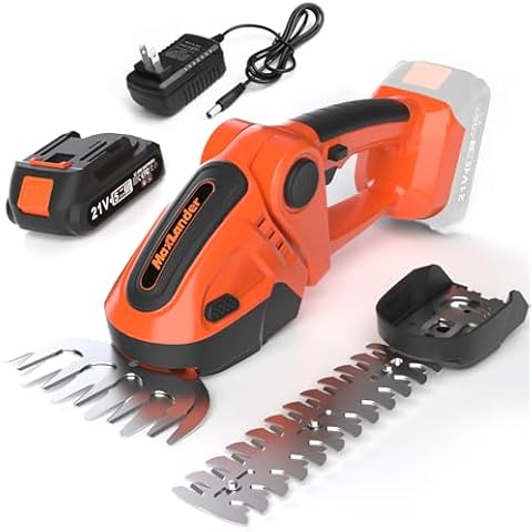 MAXLANDER Cordless Grass Shears & Hedge Trimmer, 2-in-1 Handheld Grass Trimmer/Shrubbery Trimmer, 21V Battery Operated Hedge Trimmer for Garden/Lawn with Battery and Charger Cover