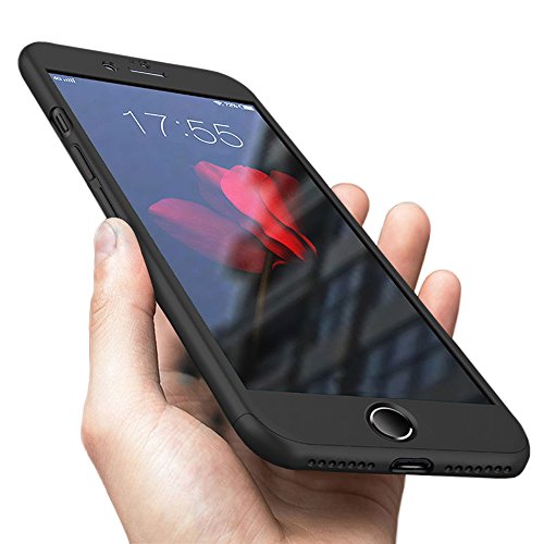 iPhone 7 Case Resistant Frosted TPU Shock Absorption Impact 360 Degree All-around Full Body Protective 3 in 1 Ultra-thin design + Tempered Glass Screen Protector (4.7inch)(black) by dingyiboye - Used condition - US$6.63