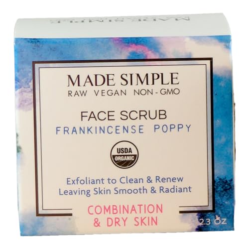 Frankincense Poppy Face Scrub for Combination/Dry Skin - Certified Organic, Vegan, & Cruelty-free