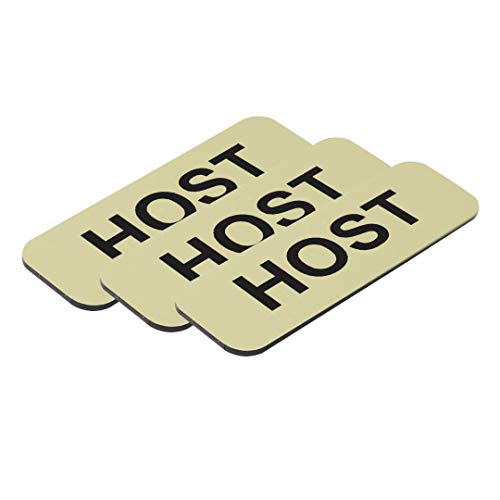Host 1 x 3 Name Tag, Brushed Gold (3 Pack)