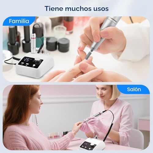 Lima eléctrica uñas y pulidor profesional 45000 RPM con 6 brocas kit 7