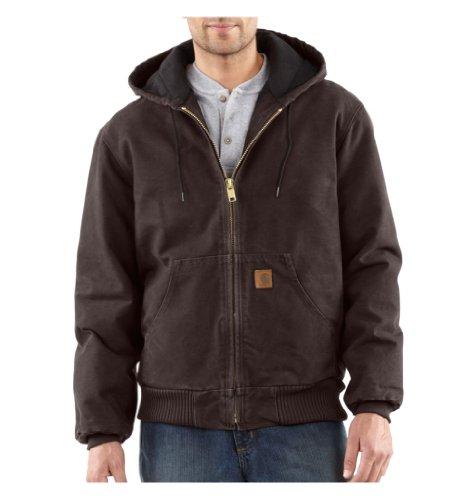 Carhartt Men's Quilted Flannel Lined Sandstone Active Jacket, Dark