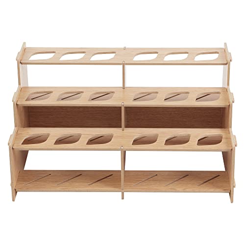 Image of HG Art Concepts Mezzo Artist Paint and Brush Racks - Wood Grain Laminate Multi Layer Desk Stand Professional Storage Display Organizer for Paintbrushes and Tubes - Straight Rack 2
