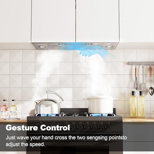 Image of HisoHu Insert Range Hood 36 Inch, 900 CFM with Ducted Convertible Ductless (Kit Included), 4 Speed Gesture Sensing&Touch Control Panel, Stainless Steel Kitchen Vent (36 Inch)