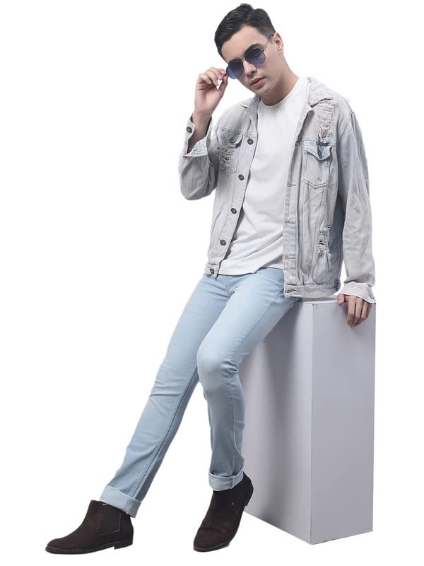 Image of Cantabil Men Blue Cotton Regular Fit Casual Jeans (P MDNM00331 LIGHTMERCERISED)