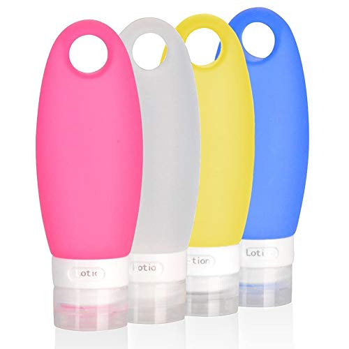 Preisvergleich Produktbild 4PCS Reise Flaschen - Shampoo reiseflaschen, INTVN Silikon Reiseflaschen Set Nachfüllbare Squeezable-Set mit Tasche für Shampoo, Creme, Lotionen und Körperpflege Produkte