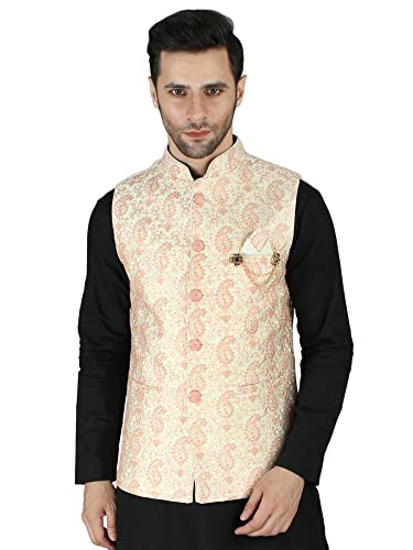 Veste Modi en soie jacquard Exotic India brodée bleu pour une élégance raffinée