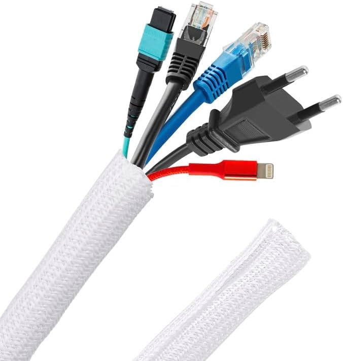 Oulesvte 3m Manchon de Câble Gaine Cable, Réglable Diamètre 13 mm, Souple Gestion des Câbles Tressée, Protection du Cache-câbles pour Chiens,...