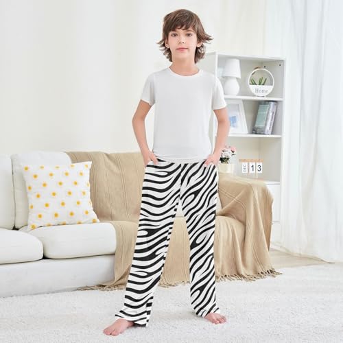 Boys' Pants Zebra Skin Texture Long Bottoms Jogger Pants Elastic Waist Trousers with Pockets S-XL3
