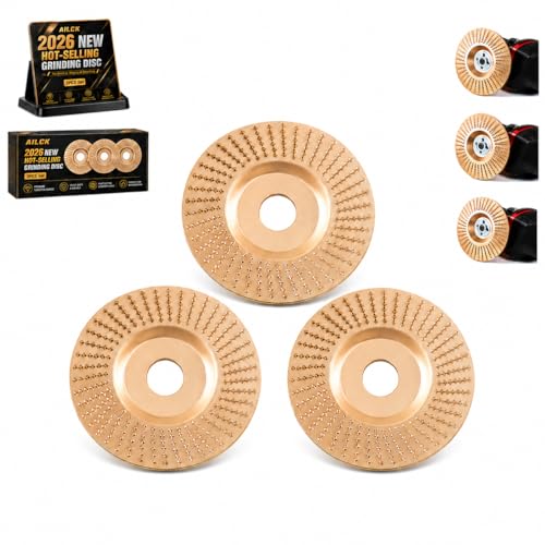Image of Tungsten Carbide Wood Cutting Wheel Carving Disc Shaping Attachments Set for Shaping Sanding Grinding Blades Heavy Duty Angle Grinder Polishing Pad for 4 inch & 4-1 /2 inch Woodworking (Flat Type*3)