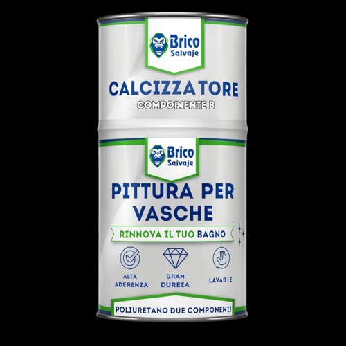 BRICOSALVAJE Vernice per Vasca da Bagno Finitura SATINATA Due Componenti 600+150 ML | Applicazione facile | Finitura ceramica | Impermeabile (Negro)