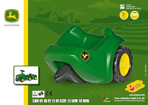 Rolly Toys 122028 rollyMinitrac Trailer John Deere, Anhänger für Rutscher Traktor rollyMiniTrac, ab 1,5 Jahren, grün