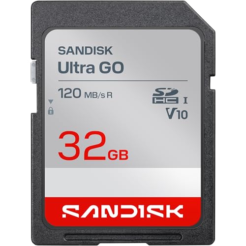 Image of SANDISK 32GB Ultra Go SD Card UHS-I, Up to 120MB /s Read Speed, Full HD Video Recording, Memory Card for DSLR and Mirrorless Camera, 10-Year Warranty