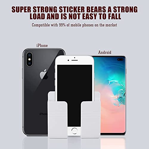 Image of CEI&BPY 2Pcs Phone Holder Wall Mounted, Phone Stand with Self Adhesive. Phone Holder for RV Charging.Compatible with iPhone and Android (2Pack-White) (Pack of 2)