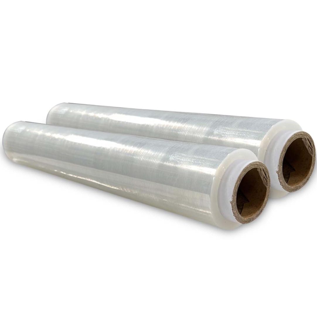 JeeJaan® 2 Rolls Clear Pallet Wrap 400mm x 250m 20mu | Tear Resistant Stretch Film | Water & Moisture Proof Pallet Stretch Shrink Wrap | Multi-Use Strong Pallet Stretch Wrap