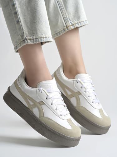 Image of Shoetopia Women's Casual Sneakers || Lace-Up Low-Top Shoes with Cushioned Sole || Trendy Daily Footwear Walking