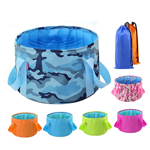 BESPORTBLE Portable Foldable Bucket for Camping Outdoor Soak Washbasin Travel Tub for Hiking Fishing Washing Face and Feet Blue