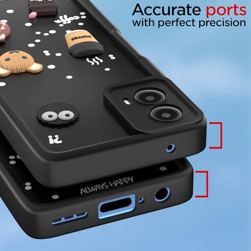 Image of Amazon Basic Back Cover for Moto G34 / G45 5G | Cute Fun Cartoon 3D Bear Silicone Full Body Protection Bumper Cover (Black)