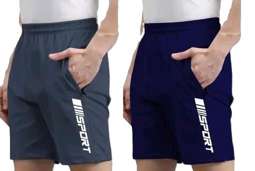 Pack of 2 Stylish Basic Men’s Sports Shorts | Regular Fit Lycra Active Half Pants-picture-53