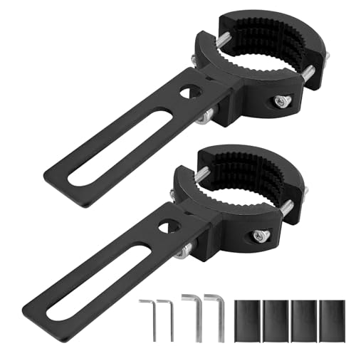 2 Piezas Soporte Faro Moto Ø20-38mm – Abrazaderas Universales de Aluminio Regulables con Giro 360°, Compatibles con Luces Auxiliares, Antiniebla y LED para Manillar, Horquilla y Barras de Protección