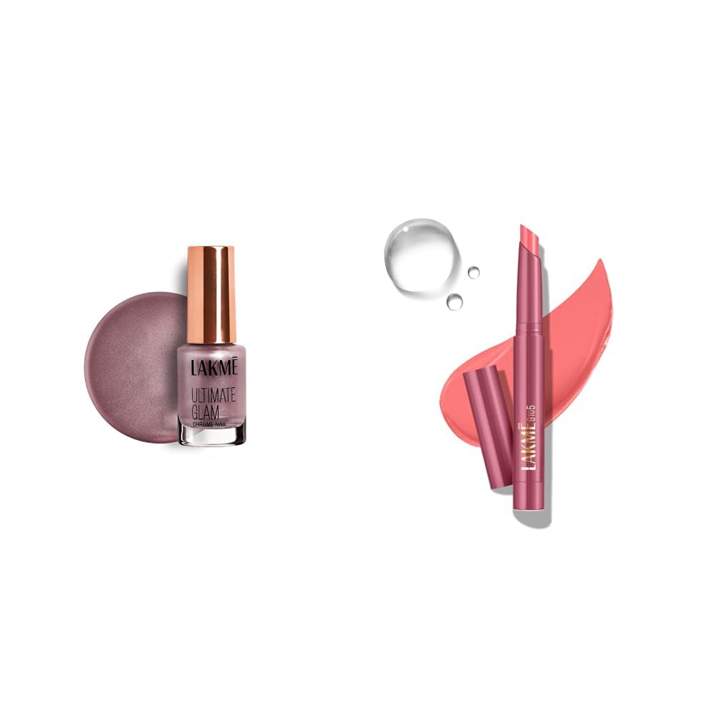 LAKME Ultimate Glam Chrome Nail Paint, Dusty Rose 6ml Lakme 9 to 5 Forever Matte Lip Crayon, Commute Pink 1.1g-picture-12