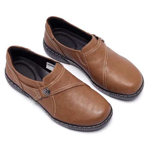Image of Women Casual Slip on Leather Loafers Dress Walking Shoes