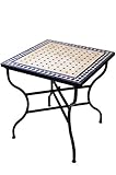 Dieser mediterrane Tisch ist Handarbeit aus Marokko, Die Tischplatte ist aus Keramik Mosaiksteine und Beton, Das Gestell ist aus Eisen handgeschmiedet und klappbar, sehr gut geeignet als Telefontisch, klappbarer Balkontisch für Ihren Balkon, Küchentisch für Ihre Küche, massiver Esstisch für den Esszimmer, Arbeitstisch in der Garage oder Büro, Blumentisch für Ihre Blumen, Kaffeetisch, Frühstückstisch oder als Abstelltisch, Holen Sie sich Maurische Ornamente nach Hause mit Diese Fliesen Tische.