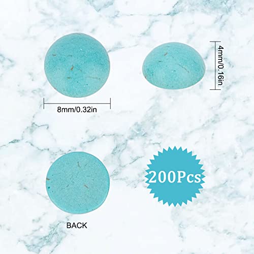 SUNNYCLUE 1 Box 200Pcs Gemstone Cabochons Round 8mm Flatback Stones Blue Synthetic Turquoise Cabochon Half Round Dome Loose Gemstones Beads No Hole Cabochons for jewellery Making DIY Rings Earrings - Image 2