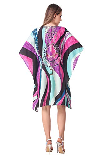 Image of RAVI RAJORIA Georgette Digital Printed Beach Wear Kaftan Blue Free Size R800 | Multi Color 2