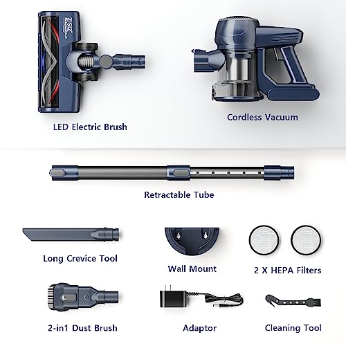 Zisiz Cordless Vacuum Cleaner, 8 In 1 Lightweight Stick Vacuum With 2200Mah Removable Battery Up To 30Mins Runtime, Dual-Motor, Quiet Wireless Vacuum For Hard Floor Carpet Pet Hair #TOP6