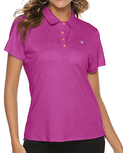 Tbmpoy Women's Golf Polo T Shirts Lightweight Moisture Wicking Short Sleeve Shirt Quick Dry 4-Button Deep Rose M #TOP1