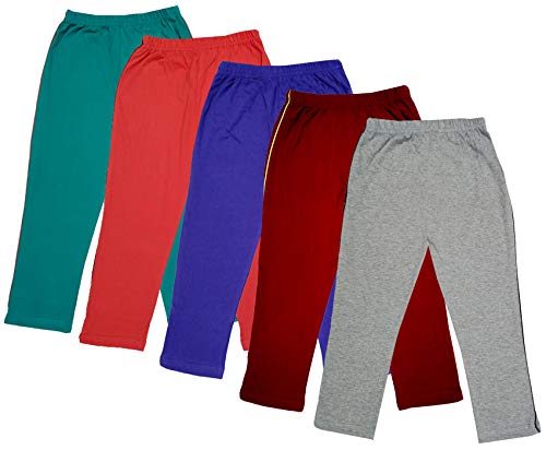 Image of IndiWeaves Girls Super Soft Cotton Solid 3 4th Leggings /Capris (Multicolor31, 6-7 Years) Pack of 5