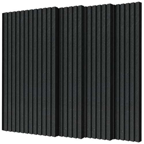 4-Pack Bilayer Acoustic Wall Panels - 47.2"x23.6"x0.71" Self-Adhesive Soundproof Padding, Noise Reducing Polyester Fiber Panels for Home Office Studio (Black)