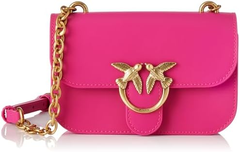 Pinko Love Click Puff Bolso Mini De Piel Acolchado Negro-Oro Antiguo