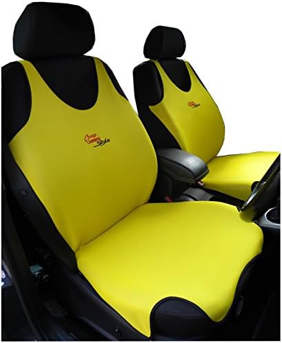 2 YELLOW FRONT VEST T-SHIRT CAR SEAT COVERS PROTECTORS