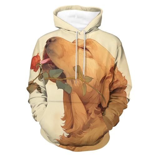 Sweat à capuche Golden Retriever Rose, le pullover confortable contre le froid en S