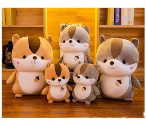 Image of Chubby Brown Squirrel Soft Toy, Set of 2 Cute Chipmunk Plush Teddy Stuffed Animal for Girls, Boys Kids, Birthday Gift, Nursery, Room Decor - 25 cm