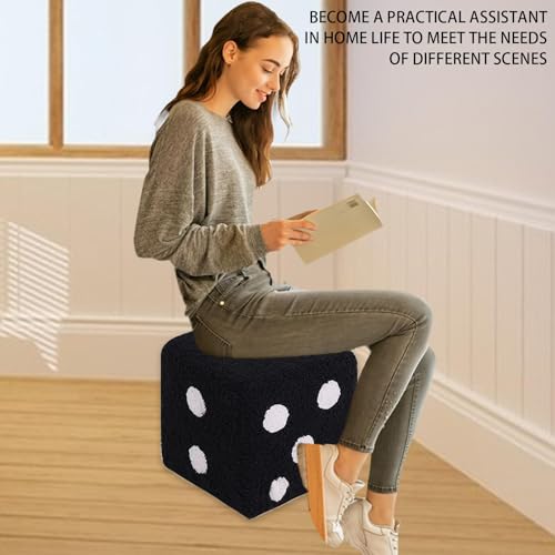 Repose-pieds dé en coton doux lavable, le petit tabouret carré élégant et compact