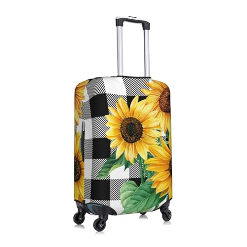 Sunflower Buffalo Plaid Luggage covers for Suitcase Black and White Check Travel Luggage Cover Suitcase Protector Washable Suitcase Cover Anti Scratch Dirt Covers Fit 18-21 inch3