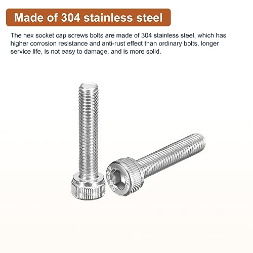 DTGN M5x25mm Socket Head Cap Screws Bolts, 50Pcs 304 Stainless Steel 18-8, Metric Machine Hex Socket Screw, Hex Drive - Image 3