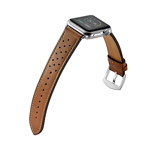 Pulseira De Couro Esportiva Marrom Para Apple Watch 42/44mm