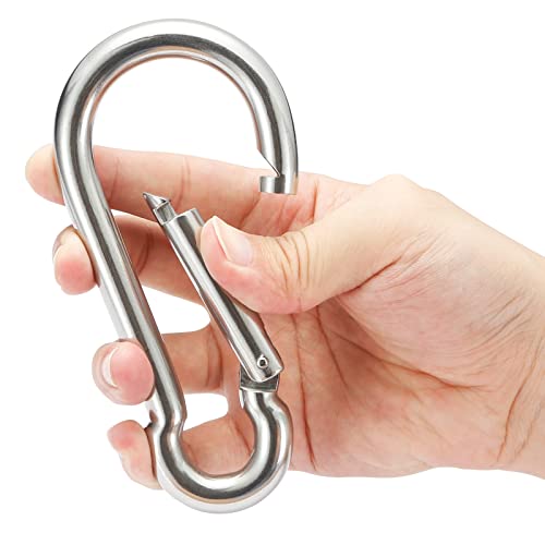 Image of sprookber Stainless Steel Spring Snap Hook Carabiner - 304 Stainless Steel Clips, Set of 6