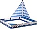 dobar Nave per sabbiera marittima con vela e due casse giocattolo, 138,5 x 124 x 115,5 cm, blu/bianco
