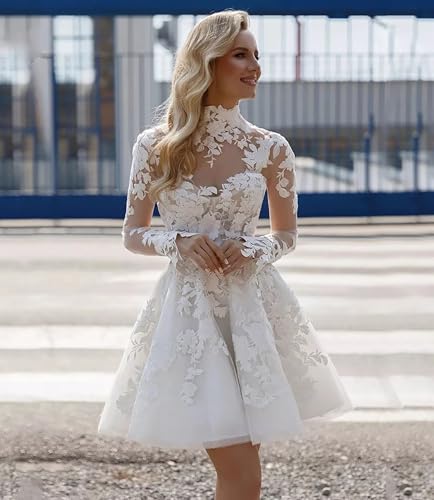 Women's Short Lace Wedding Dresses for Wedding Mini Beach Bridal Wedding Gowns2