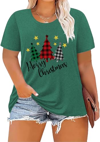 Image of ForHailey Women's Plus Size St Patricks Day T-Shirt Women Lucky Clover Graphic Irish Tee Casual Short Sleeve Graphic Tees