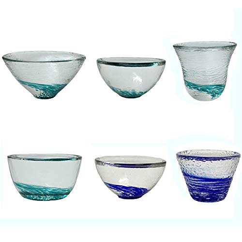 KCHAIN Colorful Glass Cups Set of 6 Drinking Glasses Multi Color Japanese Cold