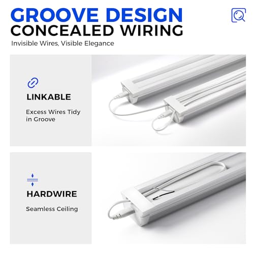 Barrina LED Shop Lights for Workshop 4FT, 5000K Daylight White, 45W, 5000LM, Hidden Wiring, Linkable 4FT Light Fixture Cord with ON/Off, Frosted Cover, LED Ceiling Light for Garage, Kitchen, 2 Packs by Barrina - Image 3